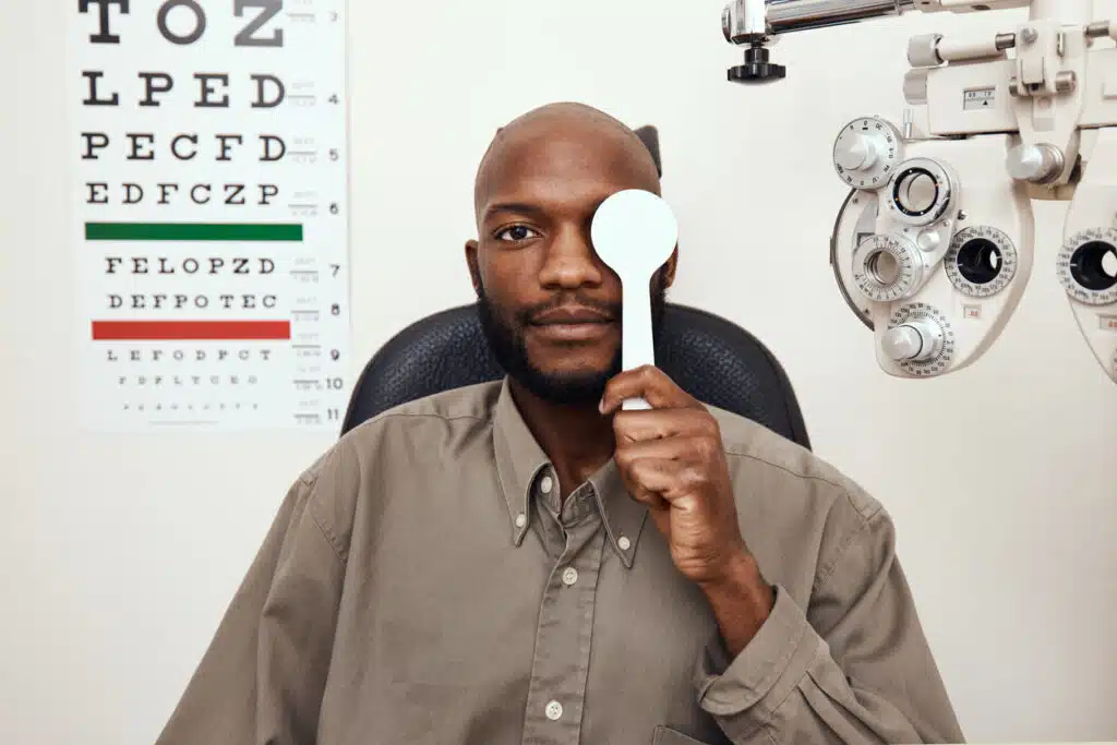 eye exam conducting by an eye care doctor